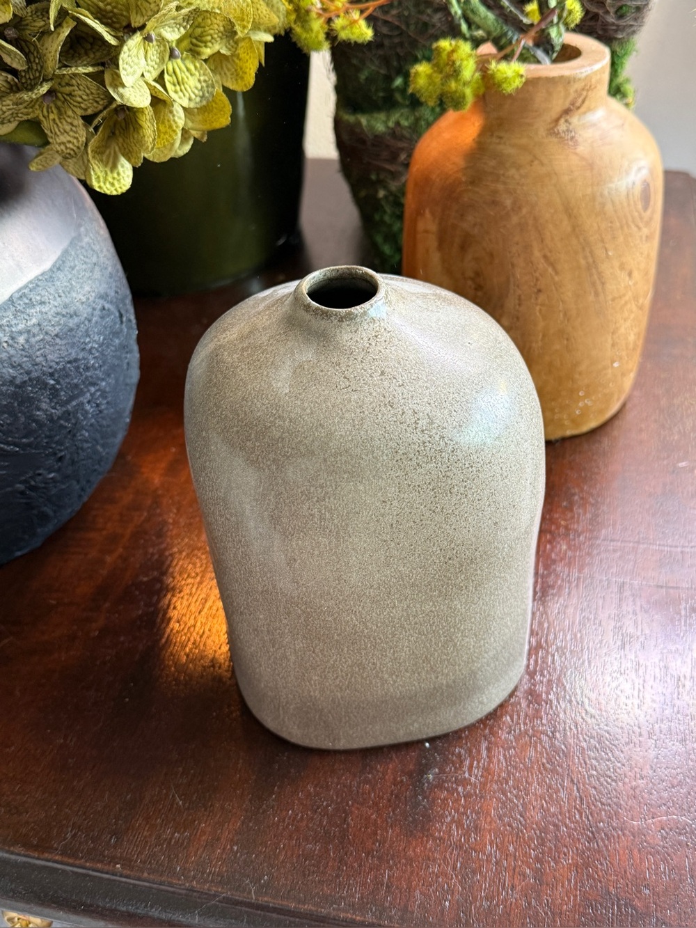 Minimalist Matte Gray Ceramic Bud Vase
